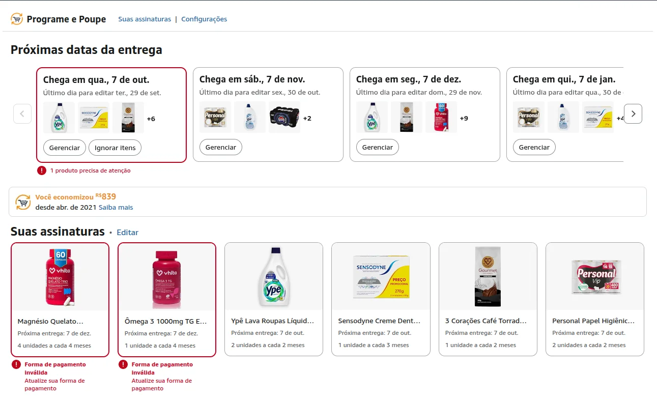 Notificações e alertas de assinatura