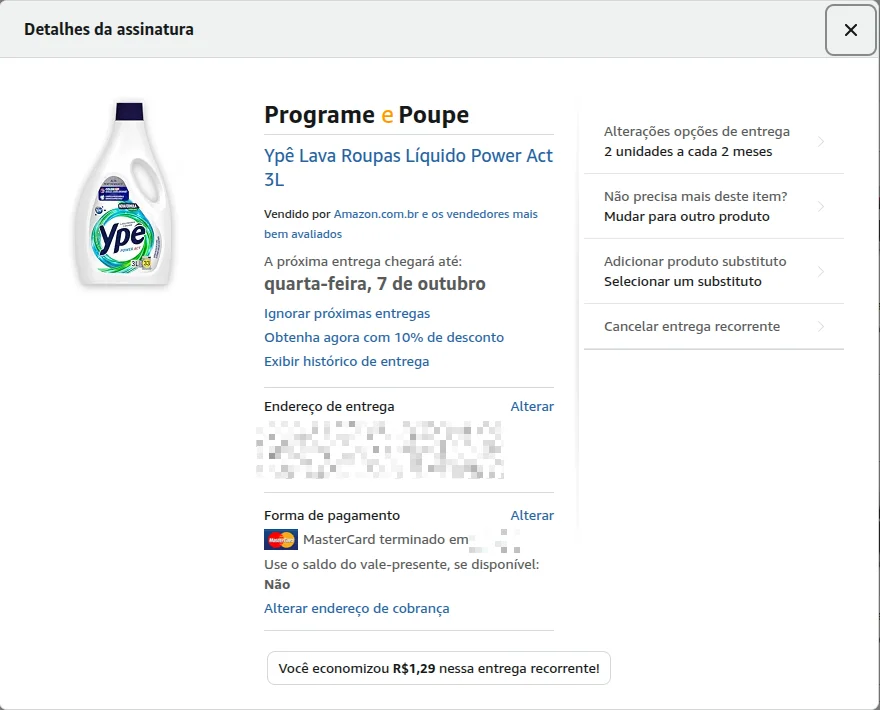 Tela de assinatura Amazon