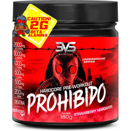Pré Treino Prohibido 180g, Creatina, Beta Alanina, Taurina, Cafeína, Arginina, L-tirosina, Palatinose E  L-alanina
