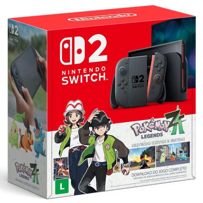 Pré venda - Bundle Nintendo Switch 2 + Pokemon Legends: Z-A – Modelo Nacional de Tomada