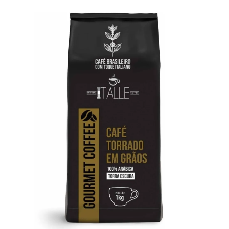 Café em Grao Torrado Expresso Arábica Torra Escura Grãos 1kg Gourmet Cafe Italle