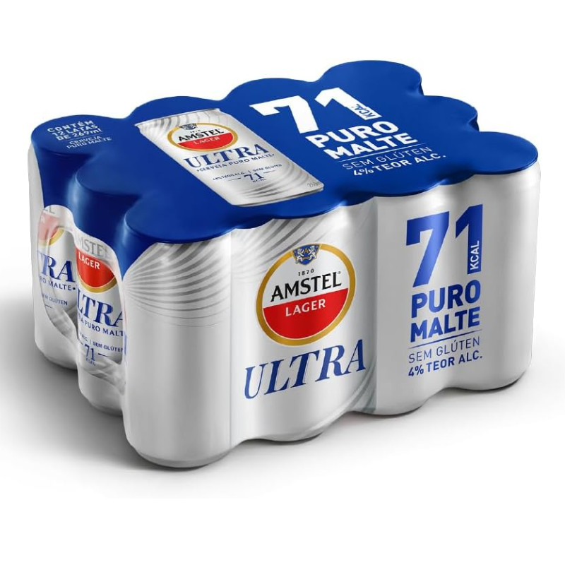 Amstel Ultra Cerveja Puro Malte, Pack 12 Latas 269ml