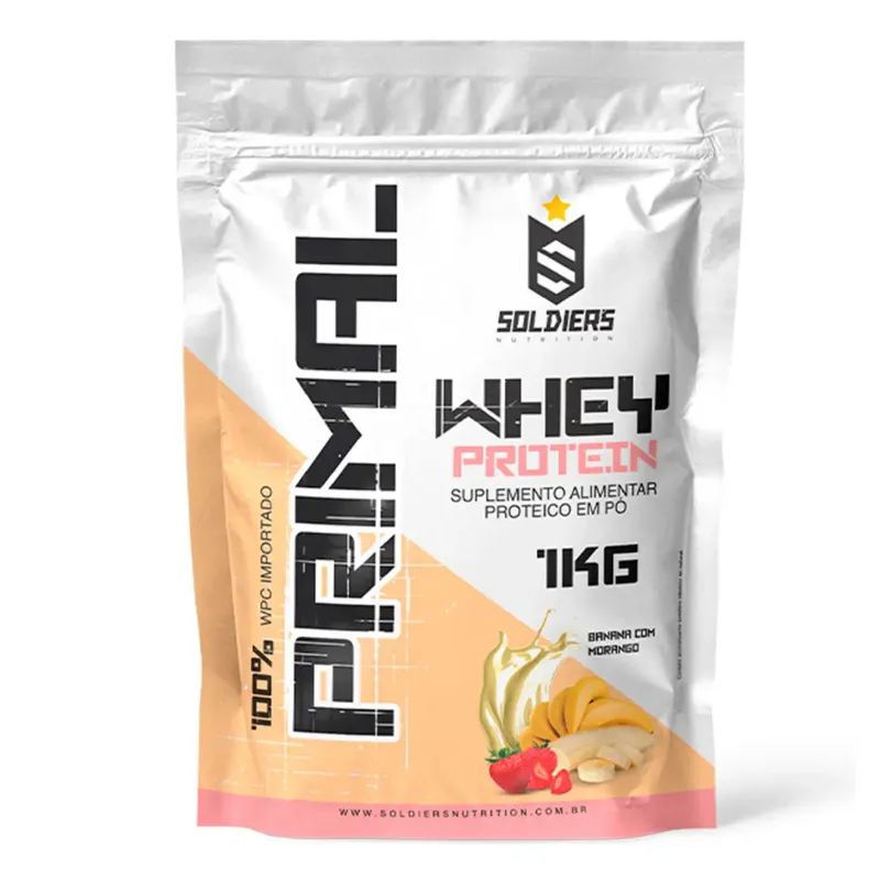 Whey Protein Primal 1kg Soldiers Nutrition, Banana com Morango