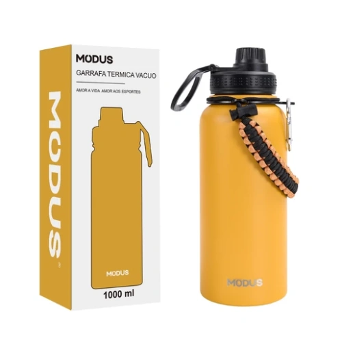 Garrafa térmica esportiva Modus 1L de Aço Inoxidável com Isolamento a Vácuo, Amarelo