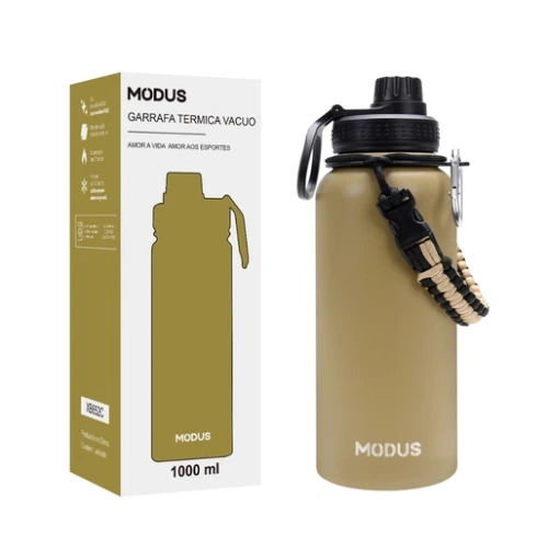 Garrafa térmica esportiva Modus 1L de Aço Inoxidável com Isolamento a Vácuo, Deserto
