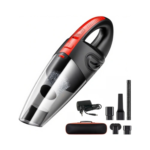 Aspirador de Pó Portátil Sem Fio AWESHINE F014 120W 7 Acessórios Vermelho