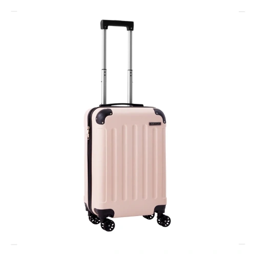 Mala de Viagem de Bordo Falcon Line Anac Bagagem 4 Rodinhas Alça Dubai Pequena 10kg ABS Cadeado 360, Rosa