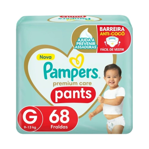 Fralda Pampers Premium Care Pants Tamanho G, 68 Unidades