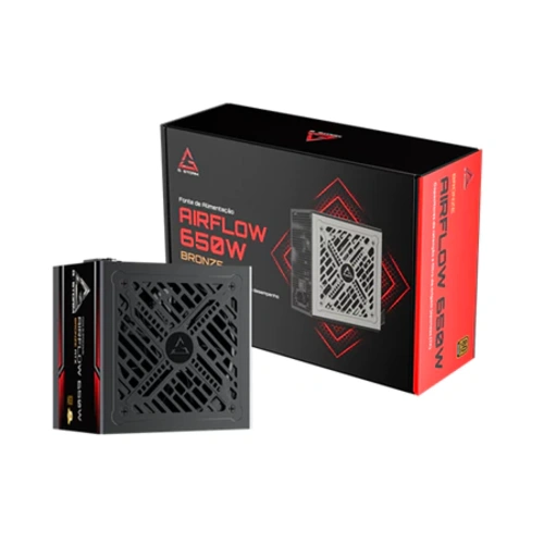 Fonte de alimentação ATX Gamer GStorm Airflow 650W 80 Plus Bronze PFC Ativo Bivolt com cabo de força