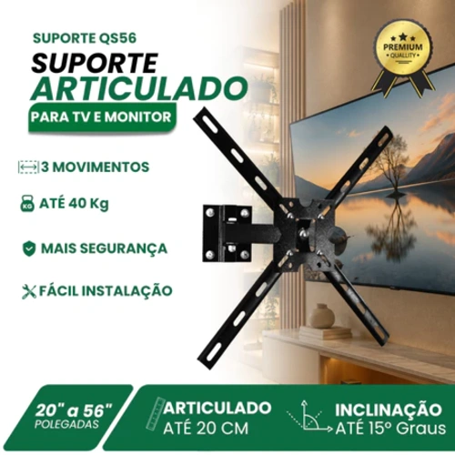 Suporte Articulado para TV e Monitor QS-56 Classic 10"-56" (até 40 kg)