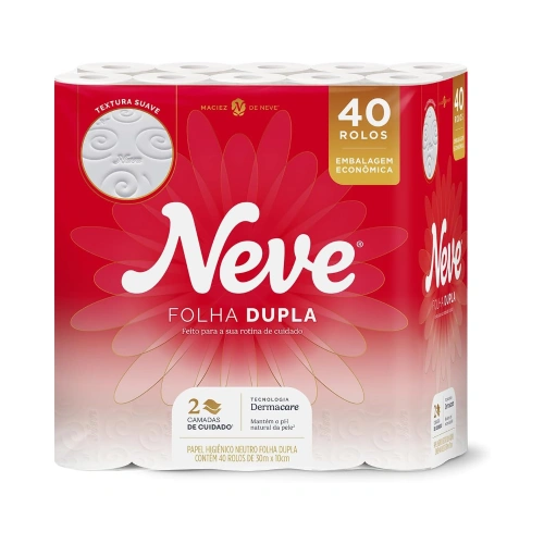 Papel Higiênico Neve Toque de Seda Folha Dupla 40 rolos 30M