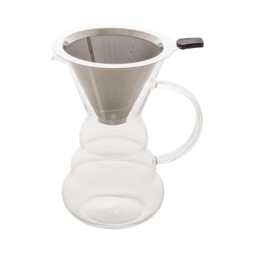 Cafeteira de Vidro Borossilicato LYOR com Filtro em Inox 500ml