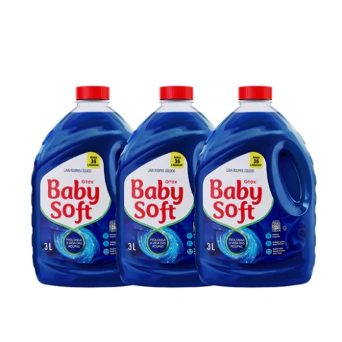 Lava Roupas Líquido Kit 3 Baby Soft Max Performance Azul - 3L