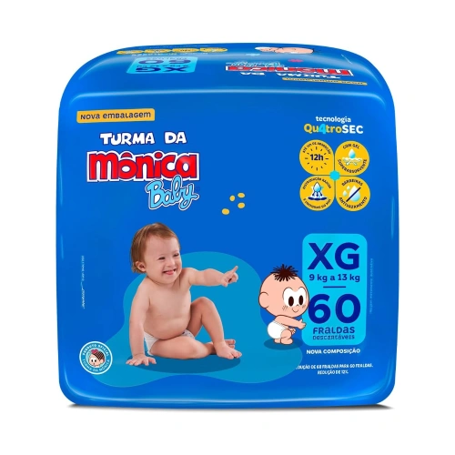 Fralda Turma da Mônica Baby XG 60 Unidades