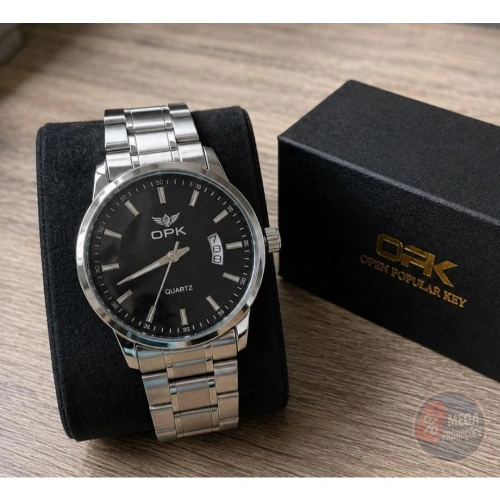 Relógio Masculino Opk 6010 Prata À Prova D'água Original