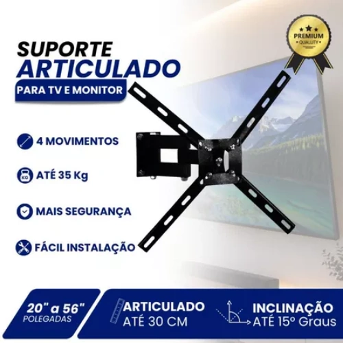 Suporte Articulado para TV QS30 26 a 50 Polegadas 4 Movimentos Universal