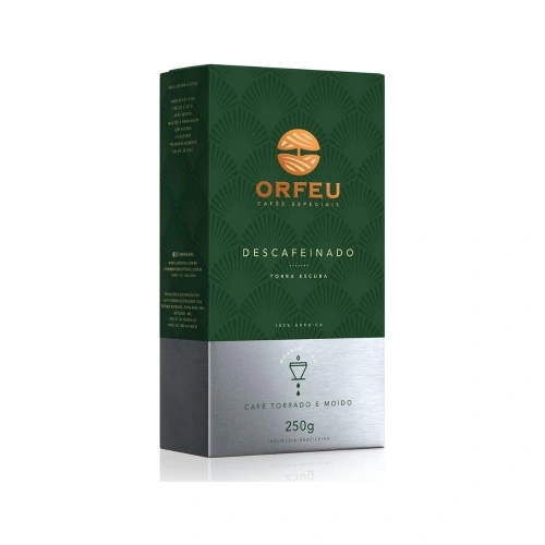 Café torrado e moído Orfeu Descafeinado 250g 100% Arábica Torra Média