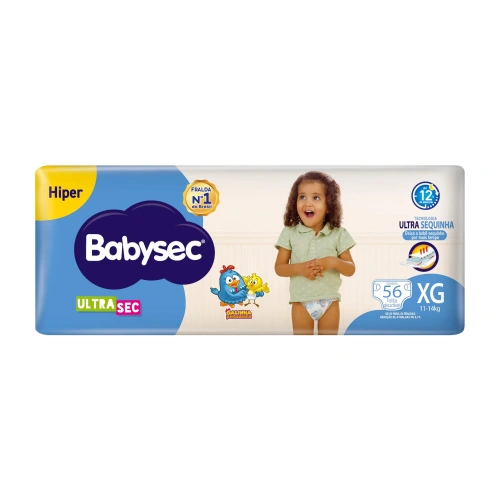 Fralda infantil Babysec Ultrasec Galinha Pintadinha Azul XG 56 Unidades