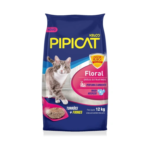 Areia Sanitária Granulada Pipicat Floral 12 kg