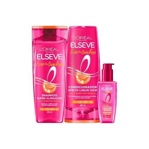 Kit Shampoo, Condicionador e Sérum L'Oréal Paris Elseve Liso dos Sonhos