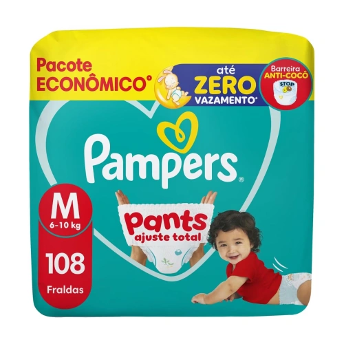 Fralda Pampers Pants Ajuste Total Tamanho M, 108 Unidades