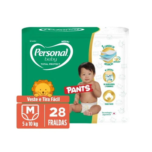 Fralda Calça Personal Baby Total Protect Pants M 28 Unidades