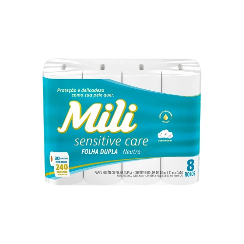 Papel higiênico Mili Modelo 1 30M Pacote de 8