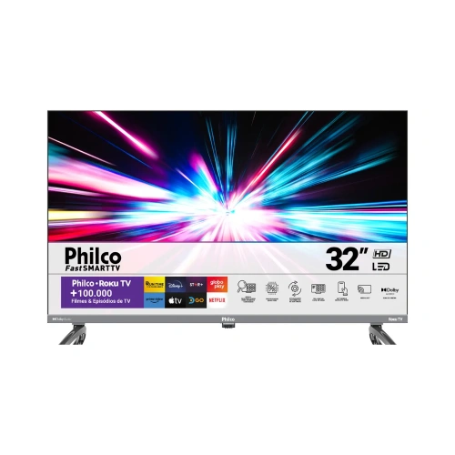 Smart TV 32" Philco P32VIK Roku LED Dolby Audio HDR Wi‑Fi