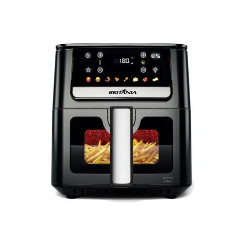 Air Fryer Britânia 6,5L 1700W 8 Funções Painel Digital Redstone BAF65A, Preta, 127 V