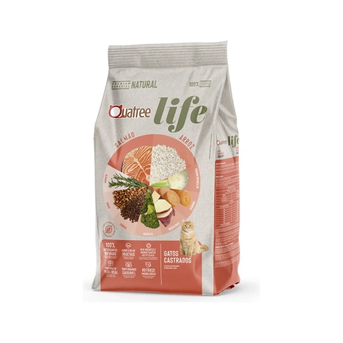Ração para Gatos Quatree Life Castrados Salmão e Arroz 10,1 kg