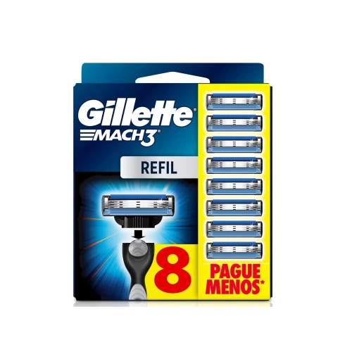 Carga para Aparelho de Barbear Gillette Mach3 3 Lâminas 8 Unidades