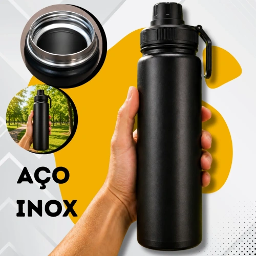 Garrafa de Água Térmica BRASILCHIC garrafa cafe termica 800 mL Preto Inox
