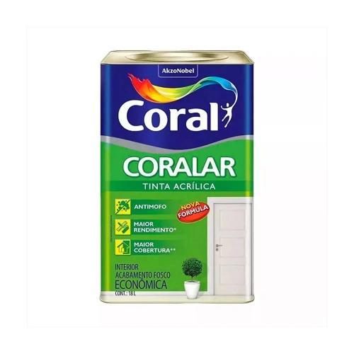 Tinta Acrílica Coral Coralar 18 L Branco Fosco Antimofo