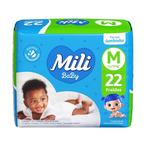 Fralda descartável Mili Ultra Seca Jumbinho M 22 Unidades