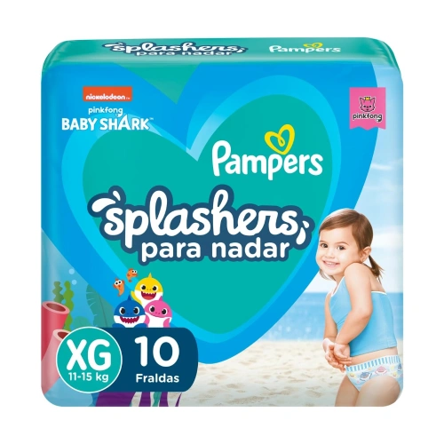 Fralda para natação Pampers Splashers Baby Shark Tamanho XG 10 Unidades