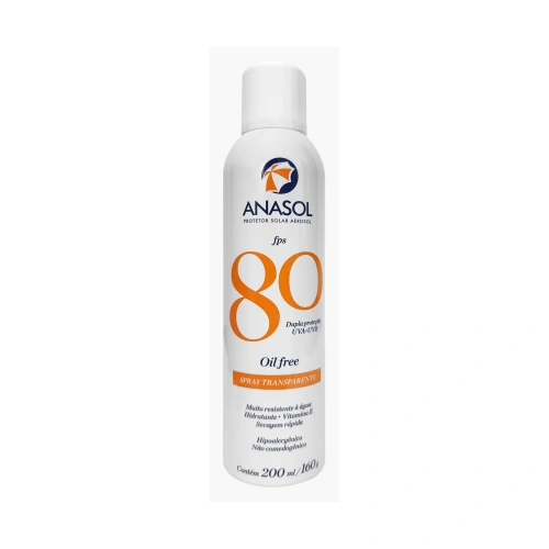 Protetor Solar Aerosol Anasol Spray Transparente FPS 80 200ml